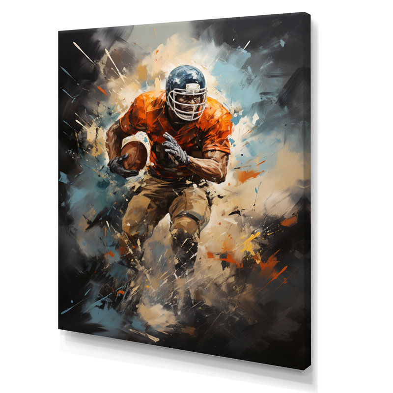Football Turbulent Touchdowns - Imprimé, H 20 po x l 12 po x P 1 po, Toile tendue