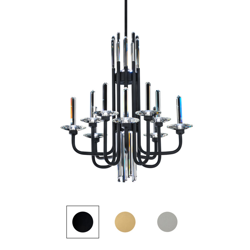 Calliope 12 Light Crystal LED Chandelier, Black