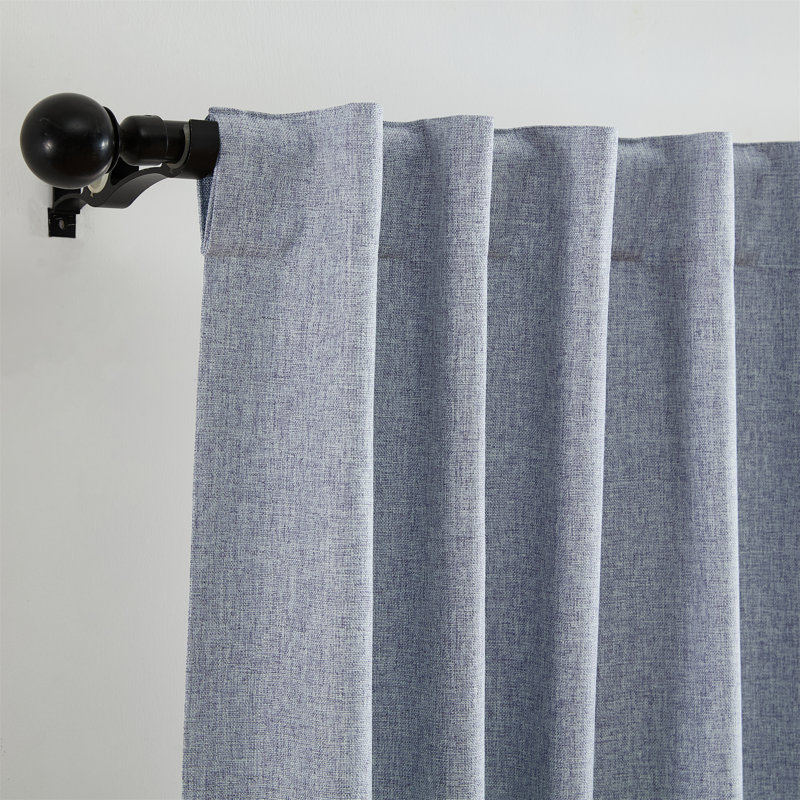 Bigelow Max-Blackout Solid Texture Window Curtain Panel, Blue, 52" W x 95" L