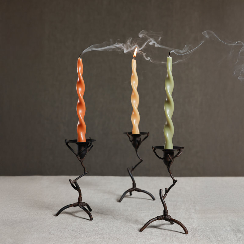 Ensemble de 12 chandelles formelles Lumière Twist - Décoration de table des fêtes, Cône 12 po x 0,875 po, Sauge séchée