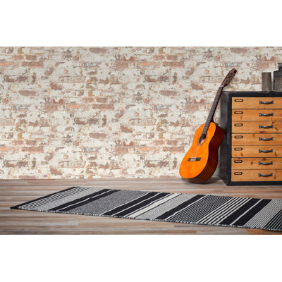 Bricks and More Collection Red/White Distressed Industrial Brick Wallpaper Roll