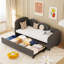 Lit de jour simple avec revêtement en velours et rangement utile - Convient au salon de la chambre à coucher Gris foncé moderne