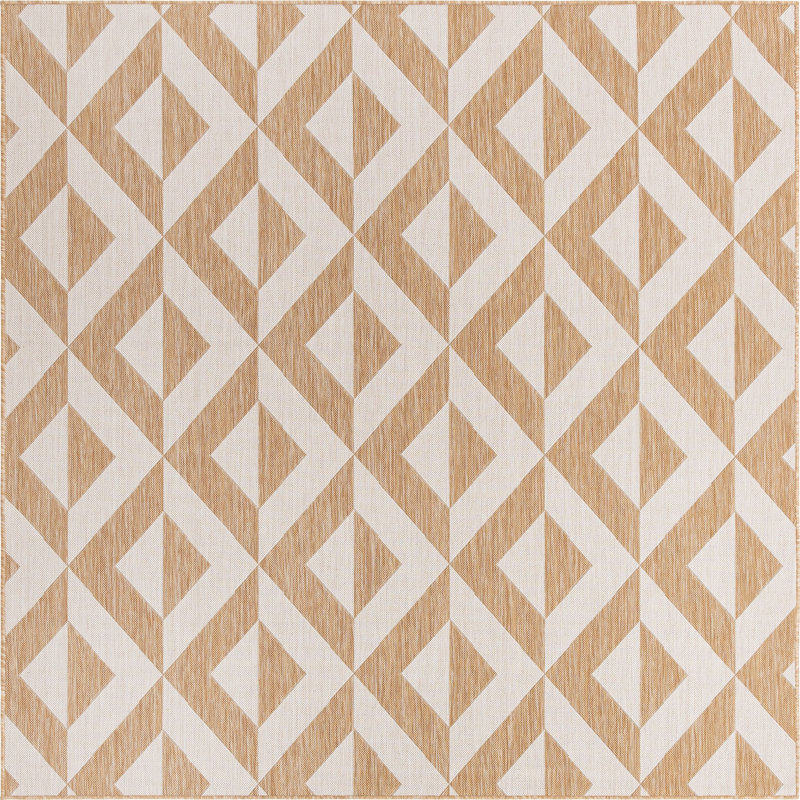 Outdoor Destiny Area Rug Cream Color, Square 7'10"