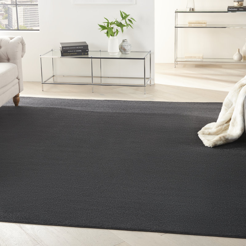 Tapis noir moderne Yolonda, Carré 9 pi