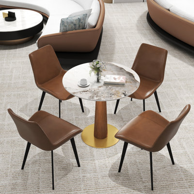 Ensemble de table de conférence 5 pièces avec 4 chaises en cuir