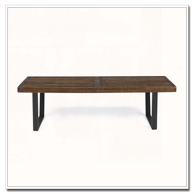 61.75-inch Outdoor Dining Bench with Acacia Wood and Iron Legs