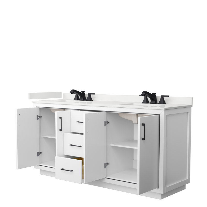 72'' W Double Vanity, WDX13332, White, Matte Black
