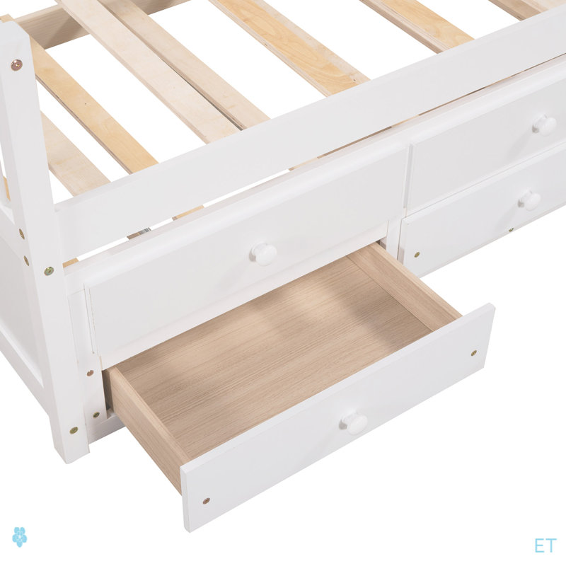 Lit de jour avec couchette et tiroirs, taille simple, Blanc