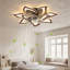 Ventilateur de plafond géométrique à 10 têtes, 81 cm (32 pouces), couleur bois, avec télécommande et montage encastré discret.-136069969