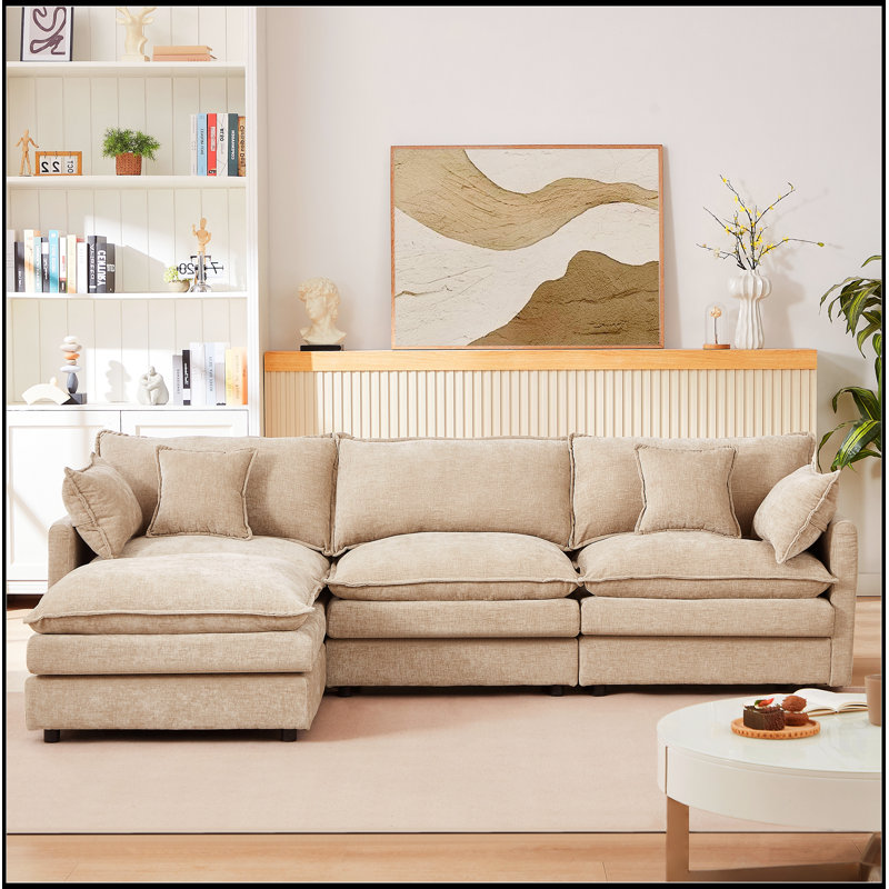 Canapé modulaire confortable avec repose-pieds mobile, idéal pour le salon, combinaison bricolage pour divers agencements