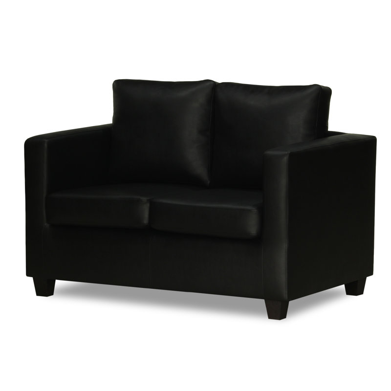 Mercersburg 2 Seater Faux Leather Loveseat, Black