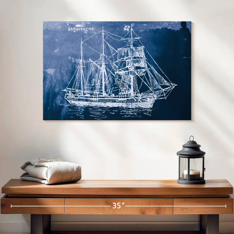 Mehar Sailing Ships III Indigo, 16" H x 24" W