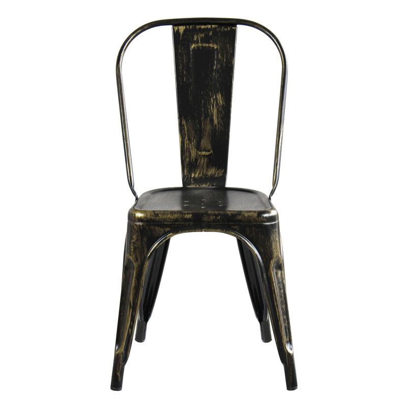 Barretti Patio Dining Side Chair, Black/Gold