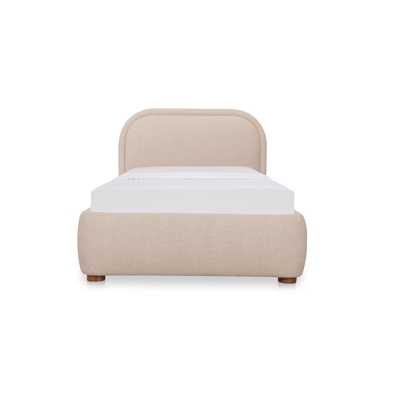 Shonda Upholstered Low Profile Platform Bed, Beige, Twin