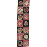 Hand-Knotted High-Quality Black and Pink Runner