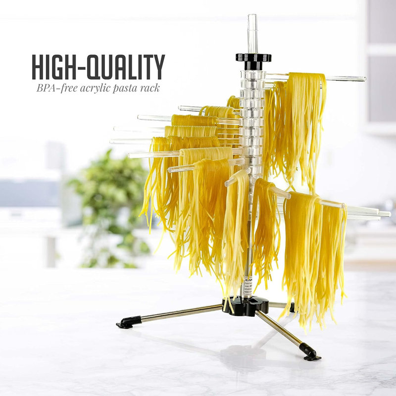 OVENTE Collapsible Pasta Drying Rack with BPA-Free Acrylic Rods, Spaghetti and Noodle Dryer Rack, Easy Storage Compact and Quick Set-Up for Home Use Perfect for Homemade Noodle and Pasta ACPPA900C