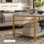 HOMcom, ensemble de 2 tables basses rectangulaires et rondes à 2 rangées avec tablettes de rangement, plateau en faux marbre et structure en acier, table d'appoint de canapé pour le salon, blanc