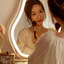 Coiffeuse avec miroir lumineux, 6 tiroirs, prise de courant