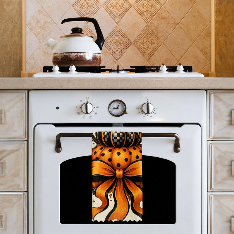  Serviette de cuisine en microfibre d'Halloween, linges à vaisselle réutilisables absorbants, décoration résistante à la décoloration, 16 po x 24 po, chapeau de sorcière chat noir et beige