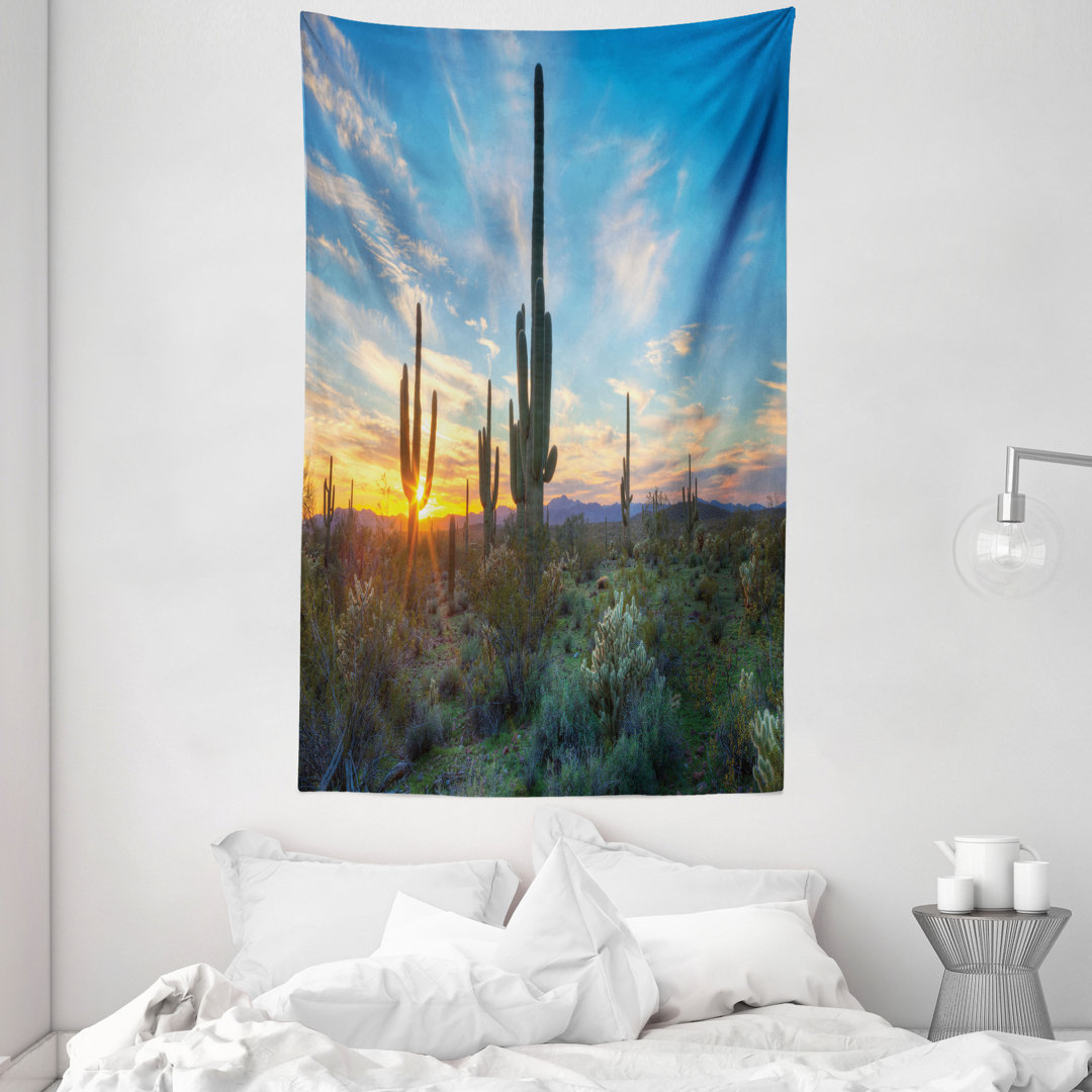 Wandteppich, Cactus Noon, Saguaro, Grün blau