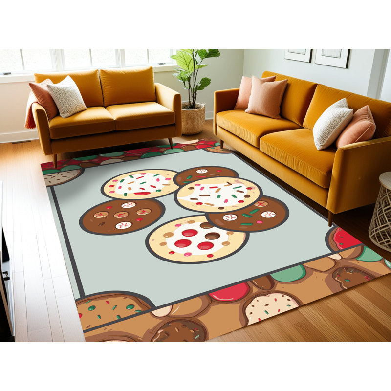 Tapis de fête des six biscuits lavables Ginza, Rectangle 7 pi x 9 pi