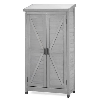 Grande armoire à outils verticale en bois avec plateau en métal 58 po x 30 po x 18 po