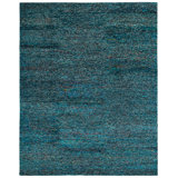 Nysire Hand Knotted Area Rug in Blue