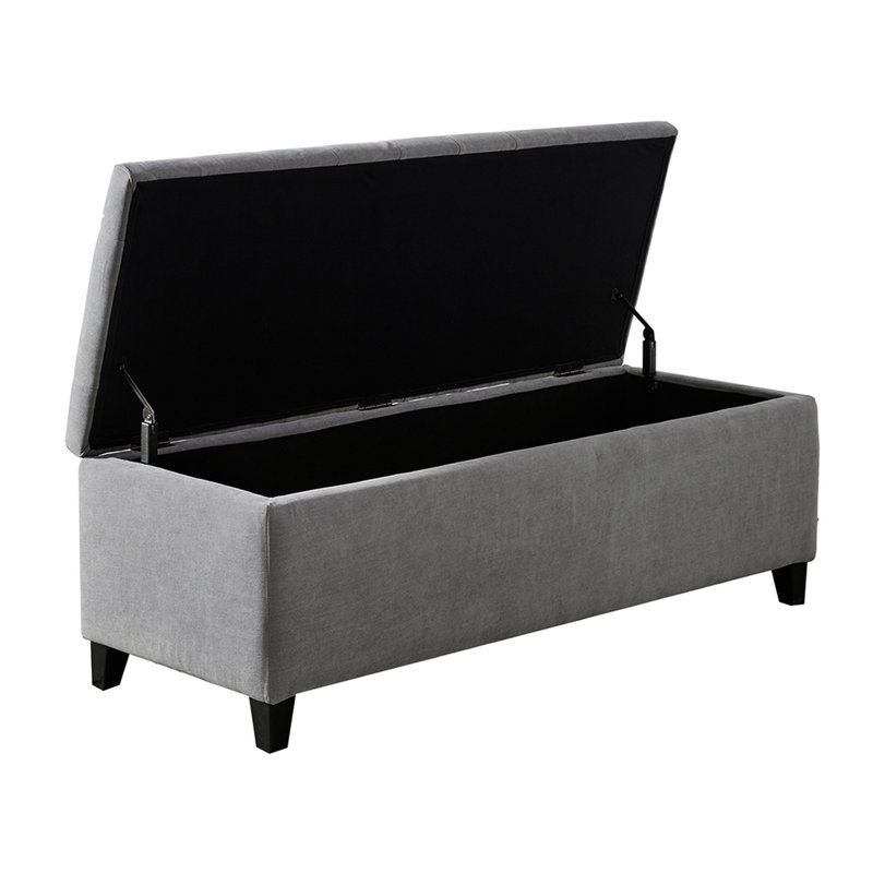 Banc de rangement - Revêtement gris, fermeture en douceur, avec compartiment intérieur à boutons et dispositif de fermeture