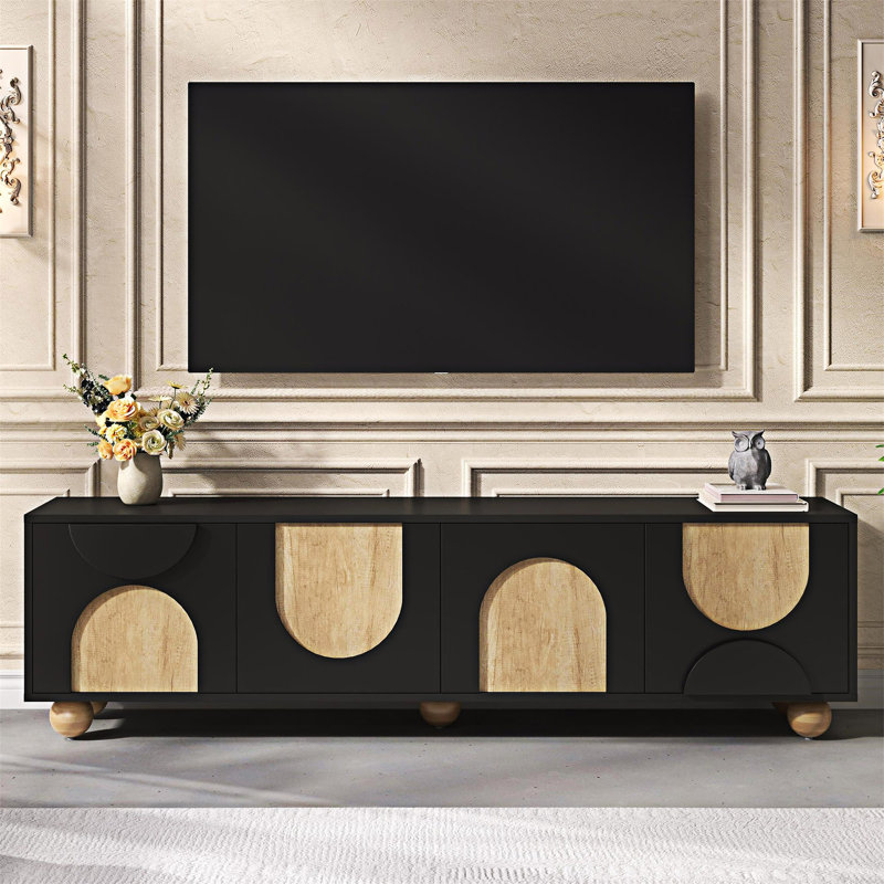 Meuble télé avec trous pour câbles Farmhouse, Noir