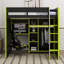 Lit mezzanine double avec bureau, lumières RVB, garde-robe et compartiments de rangement-1876614759