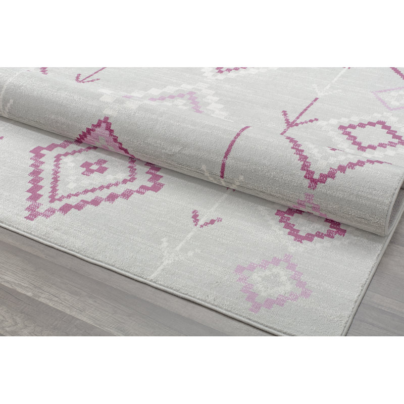 Tapis tribal autochtone fuschia Bodrum, Rectangle 2 pi x 4 pi