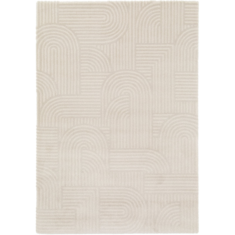 High-pile Geometric Cream and Beige Rug with Arches, Rectangle 200 x 290 cm