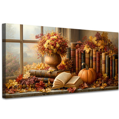 Automne, toile, art d'automne, route de campagne, peinture, campagne rustique, œuvre d'art pour le salon, chambre à coucher, décor à la maison (12 po x 24 po)