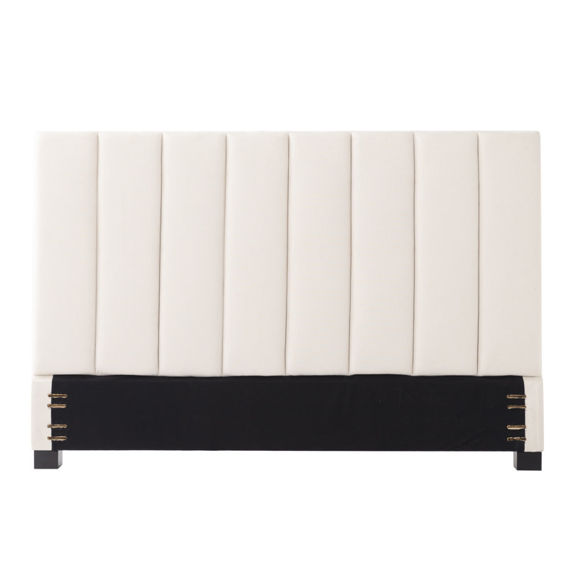 Tête de lit tapissier très grand en lin beige, Beige