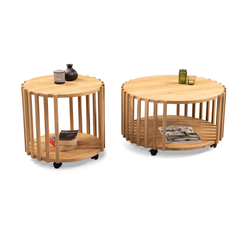 Ishaan Solid Wood Wheel End Table