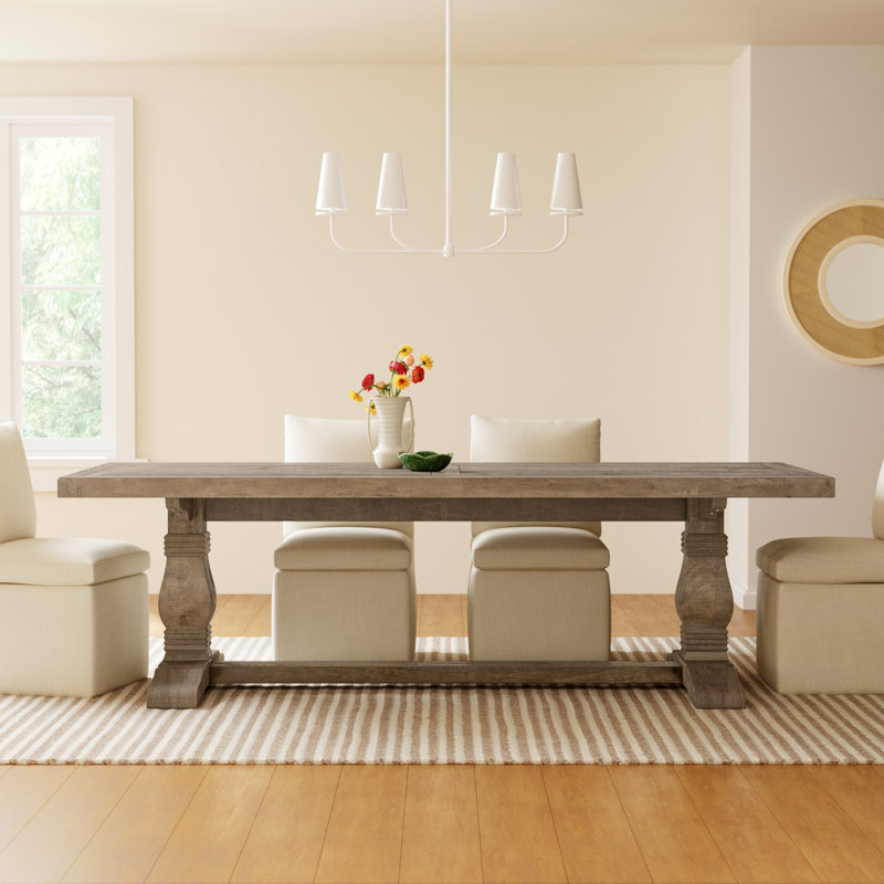 Kinston 94" Solid Wood Dining Table, Distressed Brown