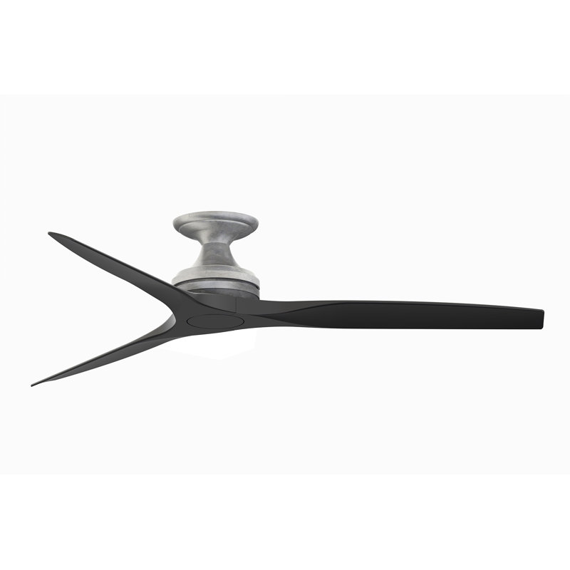 Spitfire 60 inch Flush Indoor/Outdoor Ceiling Fan - Galvanized with Black Blades, Black, Galvanized