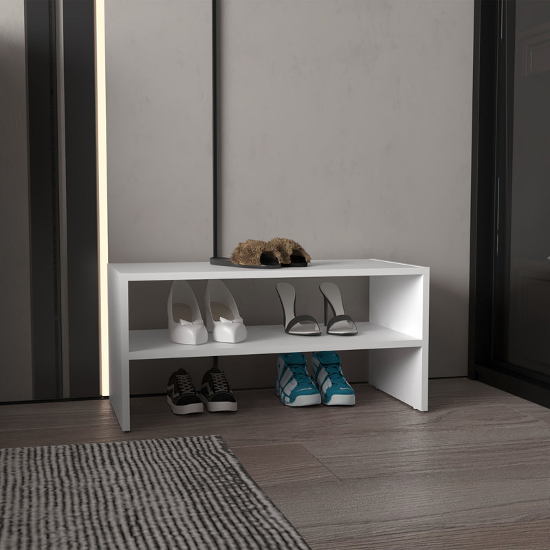 Range-chaussures H 13,7 po, avec 2 tablettes, Blanc