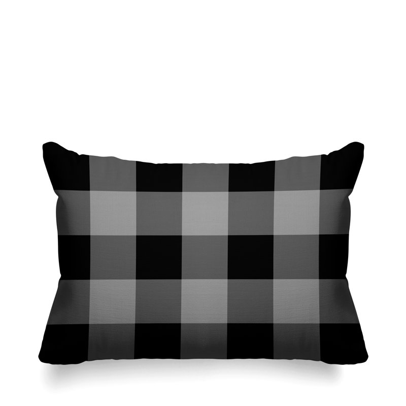 Coussin décoratif intérieur / extérieur Autumn, Noir, 14 po x 20 po, Rectangle