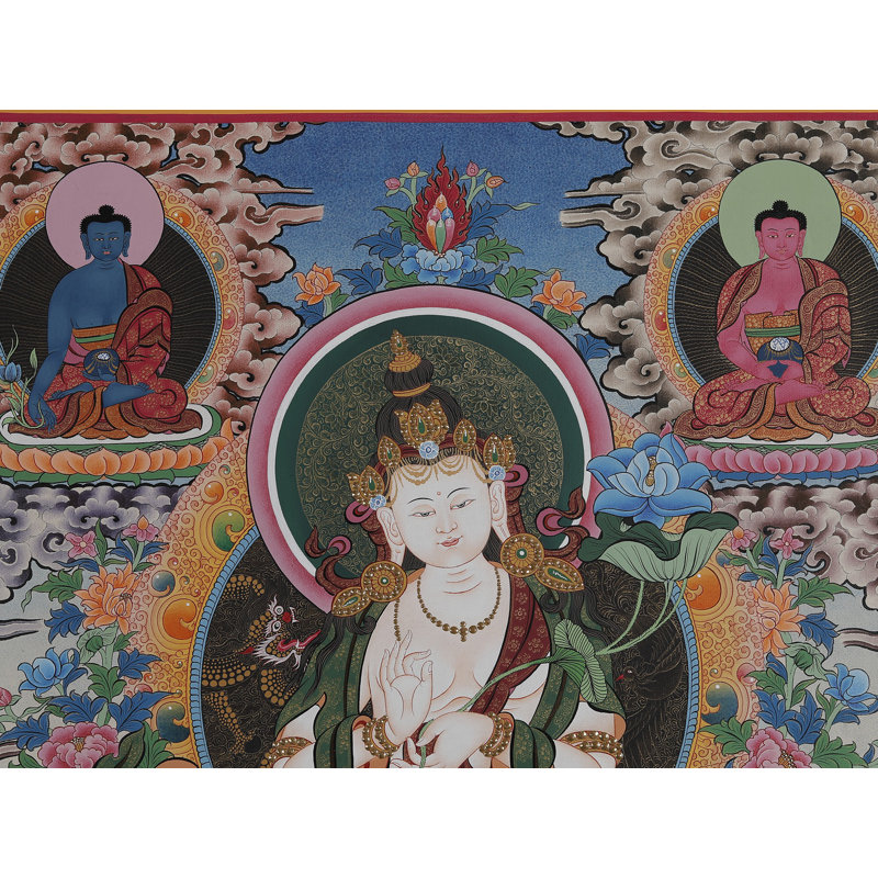 Akasagarbha (Thangka sans brocart) | Or pur 24 carats avec peinture acrylique