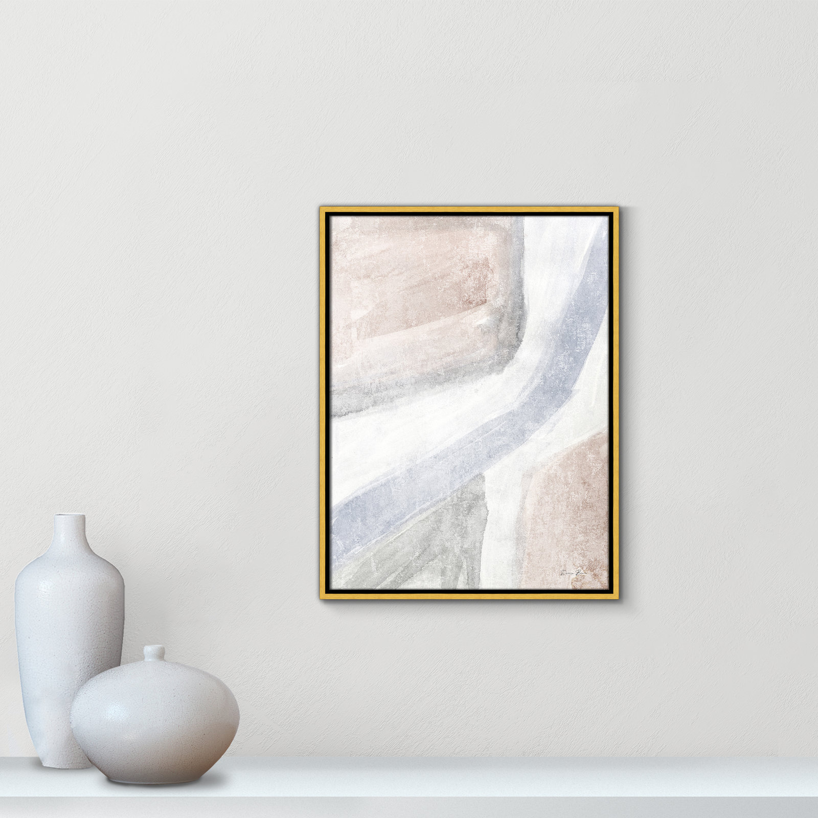 Helmsford "Soften 1" Painting, 25.5" H x 19.5" W x 2" D, Gold