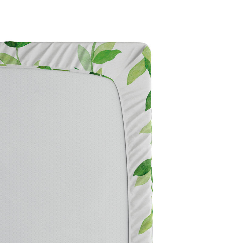 Microfiber Floral Fitted Sheet, Full Fitted Sheet, Green Floral