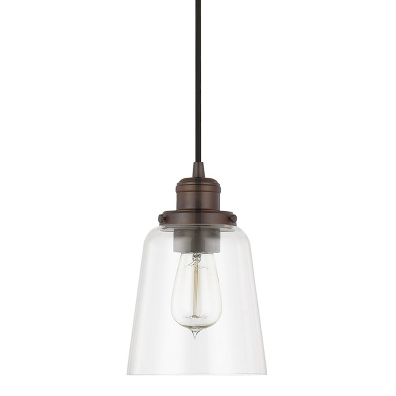1 - Light Single Pendant, Burnished Bronze