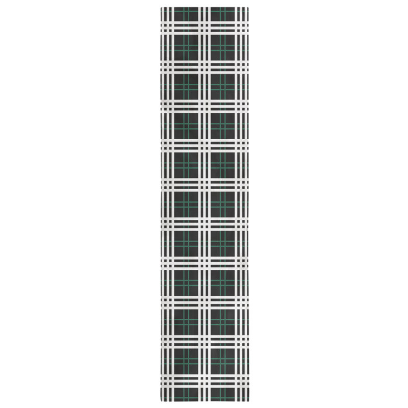 Chemin de table en polyester payant, L 90 po x l 16 po, Noir furtif / vert Gotham / blanc