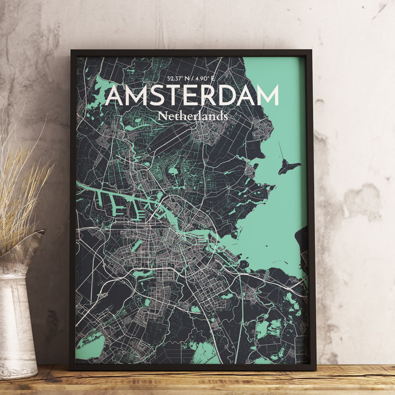 Amsterdam City Map - No Frame Print, 70.1cm H x 50cm W x 0.1cm D