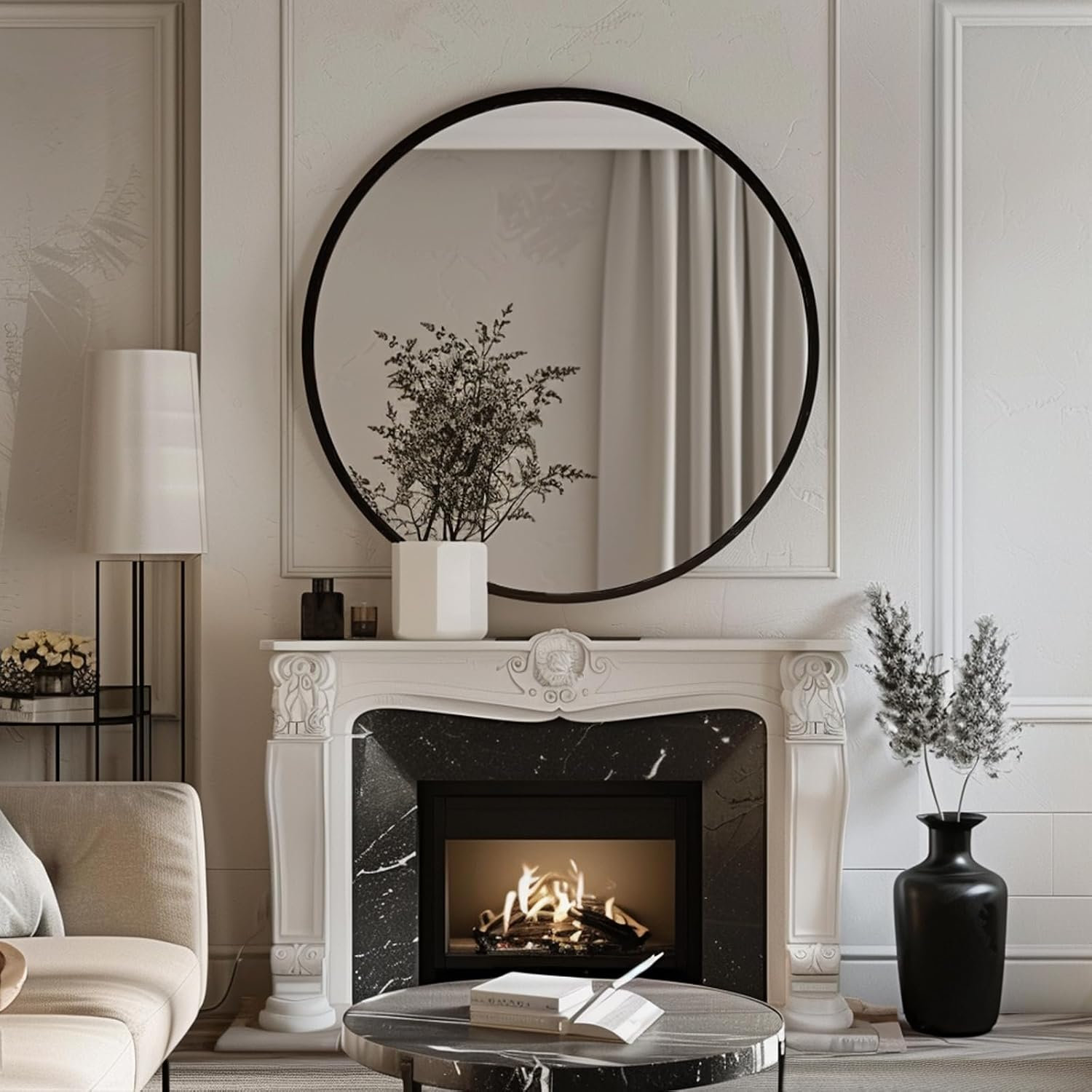 Roberts Accent Mirror, 60" x 60", Black, Metal
