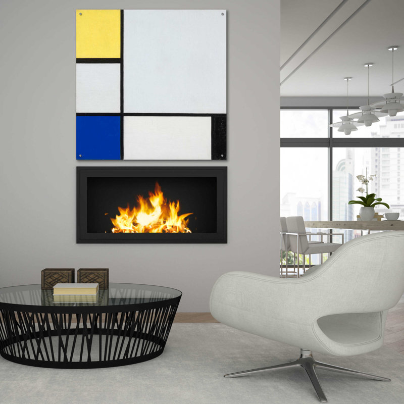 "Composition avec jaune, bleu, noir et bleu clair, 1929" par Piet Mondrian, H 36 po x l 36 po x P 0,2 po