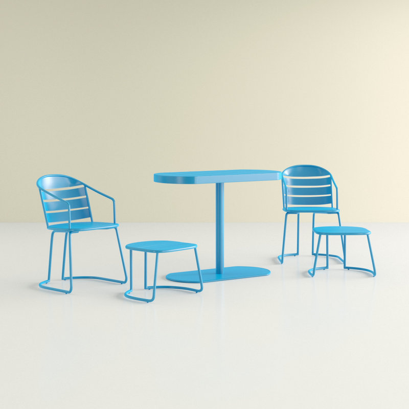 Amyris 2 - Person Patio Dining Set with Oval Table, Turquoise