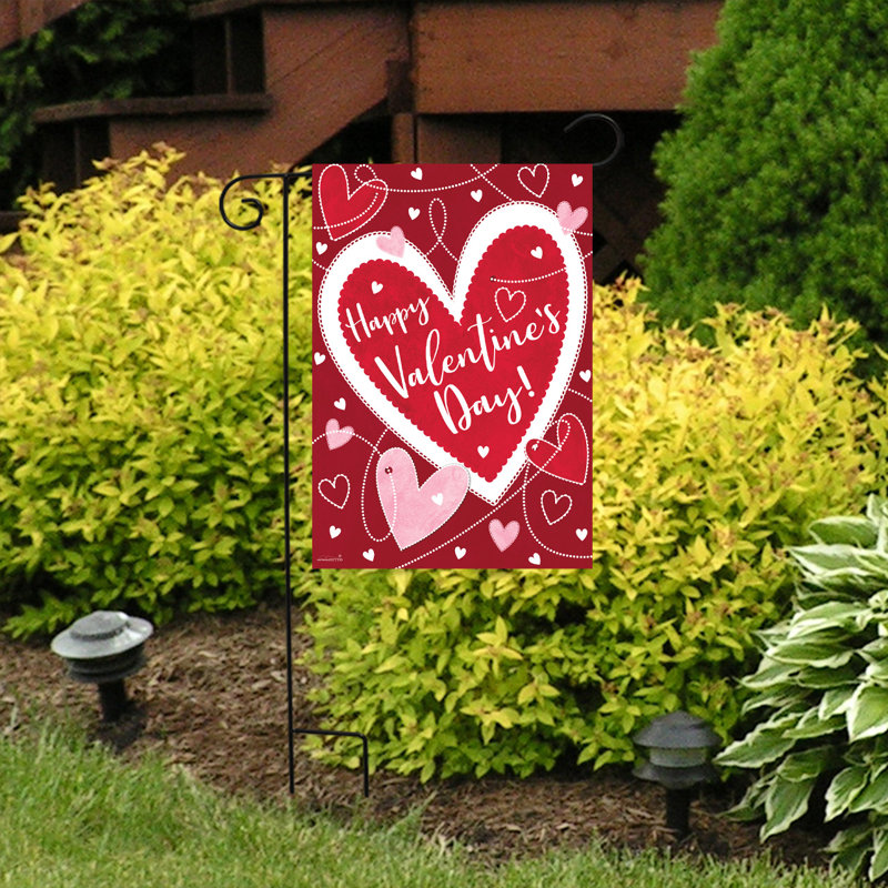 Drapeau de jardin Heart Toss, Saint-Valentin rouge/blanc/rose