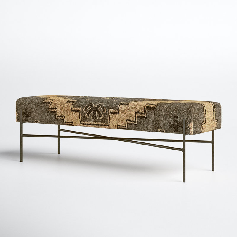 Raoul Upholstered Bench, Tan/Damask